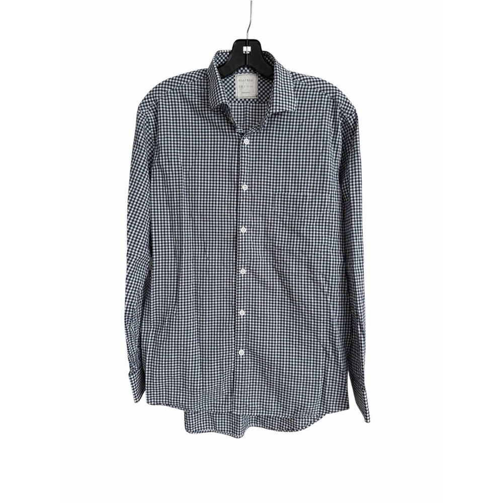 BILLY REID 100% Cotton Medium Button Down Shirt Long Sleeve Micro Plaid #MMM12-1